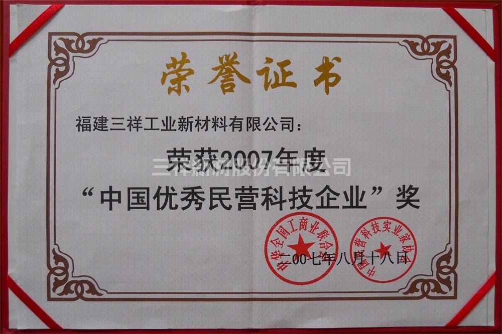 中國優秀民營科技企業獎